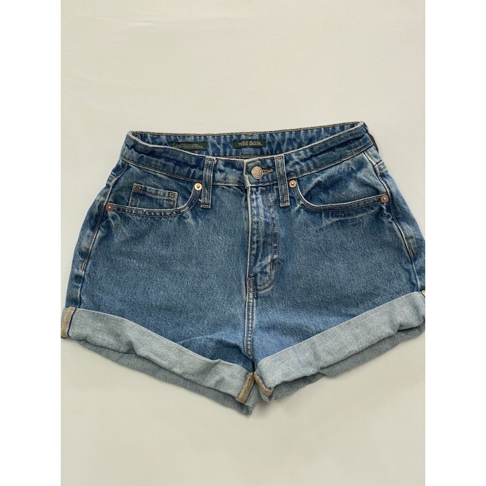 Wild Fable Highest Rise Mom Shorts - Size 00/24R - Blue Denim "HAPPY"